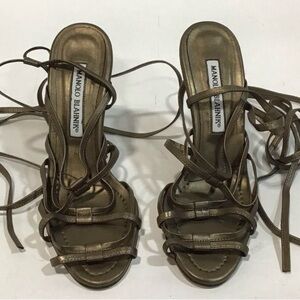Manolo Blahnik Brown High Heeled Strappy Heels